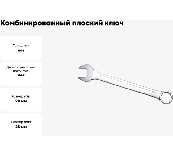 Комбинированный ключ плоский IZELTAS 28мм, длина 320 мм, 320020028