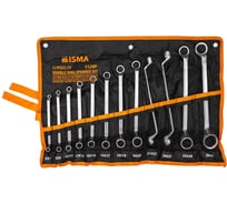 Ключи накидные, отогнутые на 75 градусов ISMA набор 12 предметов (6х7, 8х9, 10х11, 12х13, 14х15, 16х17, 18х19, 20х22, 21х23, 24х27, 25х28, 30х32мм) ISMA-5128P(63048)