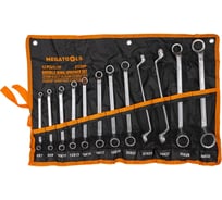 Ключи накидные, отогнутые на 75 градусов MEGATOOLS набор 12 предметов (6х7, 8х9, 10х11, 12х13, 14х15, 16х17, 18х19, 20х22, 21х23, 24х27, 25х28, 30х32мм) MT-5128P(63054)