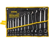 Ключи накидные, отогнутые на 75 градусов WMC TOOLS набор 12 предметов (6х7, 8х9, 10х11, 12х13, 14х15, 16х17, 18х19, 20х22, 21х23, 24х27, 25х28, 30х32мм) WMC-5128P(63063)