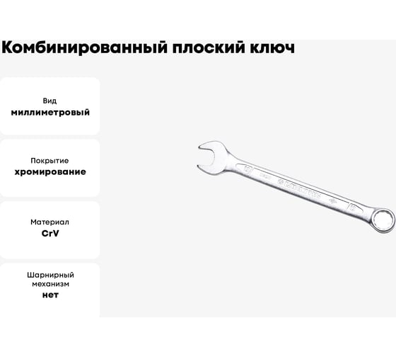 Комбинированный ключ плоский IZELTAS 12мм, длина 160 мм, 320020012