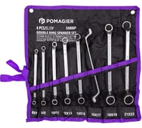 Ключи накидные, отогнутые на 75 градусов POMAGIER набор 8 предметов (6х7, 8х9, 10х11, 12х13, 14х15, 16х17, 18х19, 21х22мм) POM-5088P(63056)