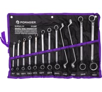 Ключи накидные, отогнутые на 75 градусов POMAGIER набор 12 предметов (6х7, 8х9, 10х11, 12х13, 14х15, 16х17, 18х19, 20х22, 21х23, 24х27, 25х28, 30х32мм) POM-5128P(63057)