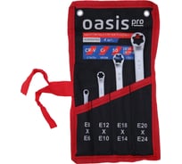 Набор гаечных ключей накидных OASIS TORX  Pro 4 шт в сумке, cатиновый хром 103011507011