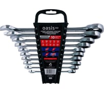 Набор гаечных ключей комбинированных с трещоткой OASIS Pro 10 шт в холдере, глянцевый хром 103011509006