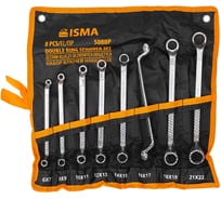 Ключи накидные ISMA отогнутые на 75 градусов набор 8 предметов (6х7, 8х9, 10х11, 12х13, 14х15, 16х17, 18х19, 21х22мм) -5088P(63047) ISMA-5088P(63047)