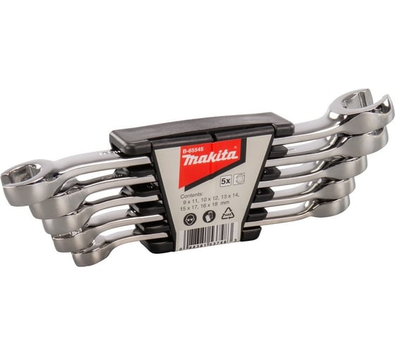 Набор разрезных гаечных ключей Makita 5 шт: 9x11, 10x12, 13x14, 15x17, 16x18 мм B-65545