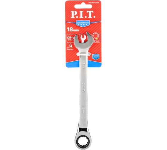 Ключ комбинированный с храповым механизмом P.I.T. ADVANCE  (18мм, 40CrV, 90 зубцов, NiCr) HRCW01-0018 1