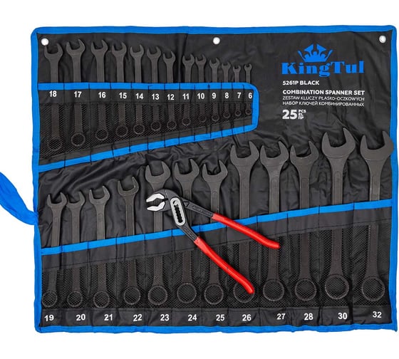 Набор ключей комбинированных и рожковых 25 предметов KingTul KT-5261P+1 BLACK(63605) 1