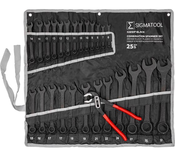 Набор ключей комбинированных и рожковых SIGMATOOL 25 предметов -5261DP+1 BLACK(63600) SIGMATOOL-5261DP+1 BLACK(63600) 1