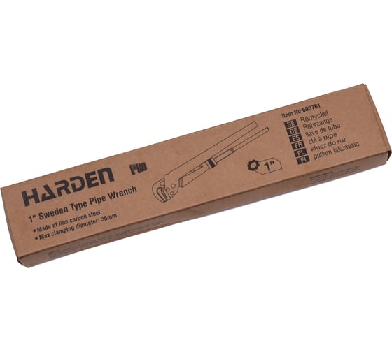 Трубный рычажный ключ HARDEN шведский, длина 280 мм, разведение губок 35 мм 600761
