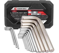 Ключи Г-образные 6-гранные EVERFORCE набор 13+3 предмета (2, 2.5, 3-8, 10, 12, 14, 17, 19мм + T25, T30, T40) EF-5137D+3(66145)