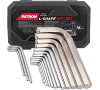 Ключи Г-образные 6-гранные Patron набор 13+3 предмета (2, 2.5, 3-8, 10, 12, 14, 17, 19мм + T25, T30, T40) P-5137D+3(66158)