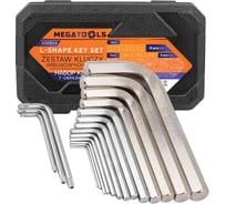 Ключи Г-образные 6-гранные MEGATOOLS набор 13+3 предмета (2, 2.5, 3-8, 10, 12, 14, 17, 19мм + T25, T30, T40) MT-5137D+3(66156)