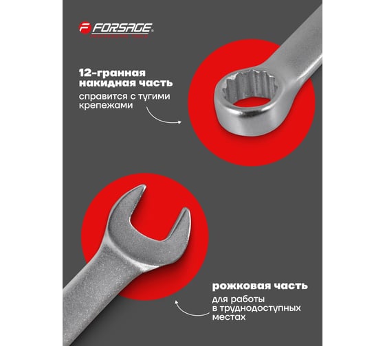 Ключ комбинированный Forsage короткий 19мм F-755S19(4625)