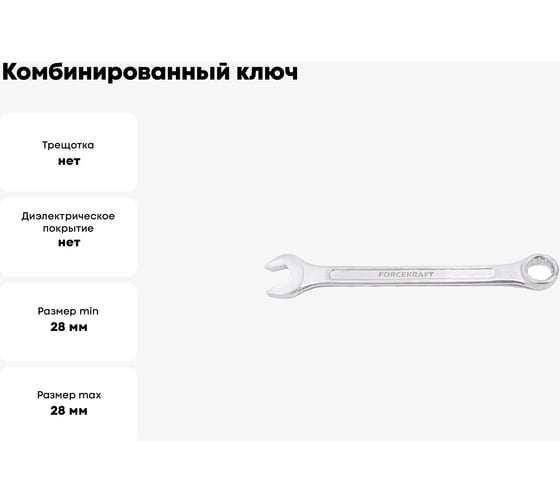 Комбинированный ключ FORCEKRAFT 28мм 50581 FK-75528