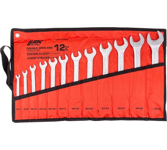 Ключи рожковые JBC набор 12 предметов (6х7, 8х9, 10х11, 12х13, 14х15, 16х17, 18х19, 20х22, 21х23, 24х27, 25х28, 30х32мм) -5122P(63238) JBC-5122P(63238) 1