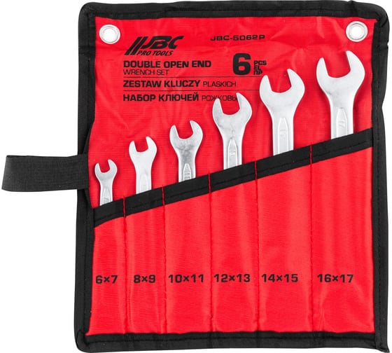 Ключи рожковые JBC набор 6 предметов (6х7, 8х9, 10х11, 12х13, 14х15, 16х17мм) JBC-5062P(63234) 1