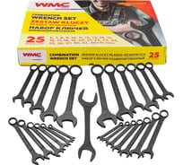 Набор ключей комбинированных WMC TOOLS 25 предметов (6-27, 30, 32), в пластиковом держателе и рожковый ключ 36х41 мм WMC-5261P36-41 Black(63658)