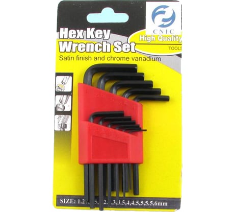 Набор ключей CNIC шестигранных из 11шт 1,27 - 6,0мм на пласт. клипсе СrV 2155 48764