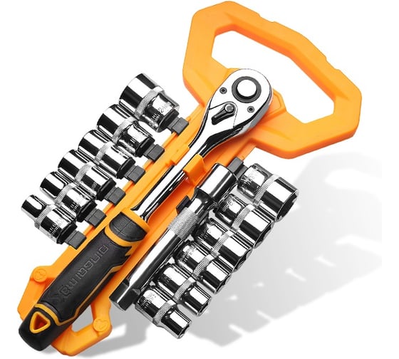 Трещотка DINGQI 1/2, 72 зуба, с набором головок 8-32 мм 14054 1