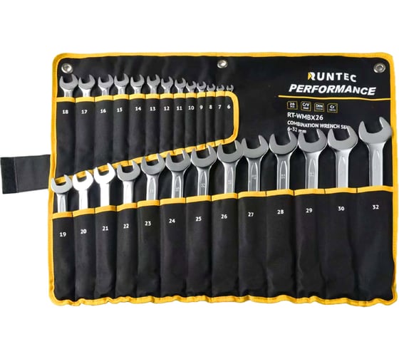 Набор ключей комбинированных RUNTEC CrV 6-32 мм в сумке, 26 предметов RT-WMBX26 1
