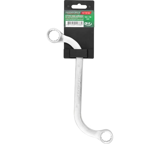 Ключ накидной Rockforce S-образный 18х19мм, на пластиковом держателе RF-7611819A(27326) 1