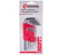 Набор Г-образных шестигранных ключей INTERTOOL 9 ед., 1.5-10 мм, Cr-V, 55 HRC Small HT-0605