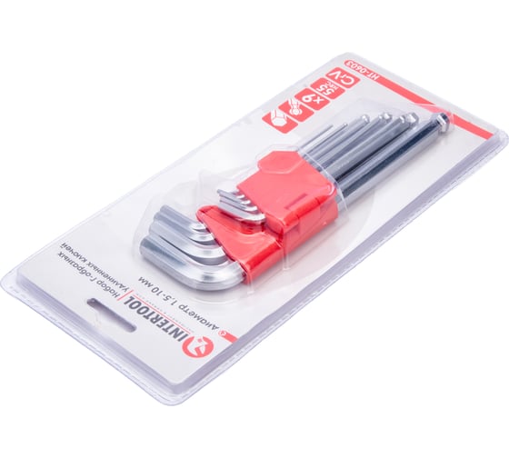 Набор Г-образных шестигранных ключей INTERTOOL 9ед.,1.5-10мм, Cr-V, 55 HRC Big HT-0603