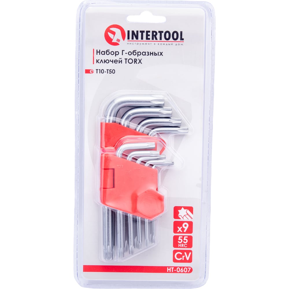 Набор Г-образных ключей INTERTOOL TORX 9шт, Т10-Т50, Cr-V, Small HT-0607