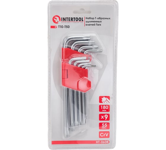 Набор Г-образных ключей INTERTOOL TORX 9 шт, Т10-Т50, Cr-V HT-0608