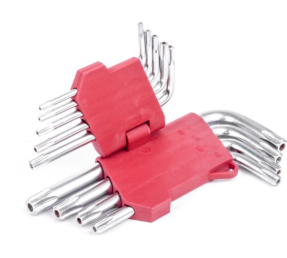 Набор Г-образных ключей INTERTOOL TORX с отверстием 9шт., Т10-Т50, Cr-V HT-0604