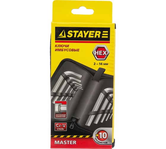 Набор имбусовых коротких ключей STAYER MASTER HEX 2-14мм 2740-H10_z01