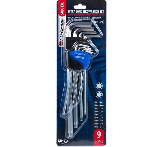 Набор шестигранных ключей Forsage 9пр. HEX/TORX, экстрадлинных F-5093TXL(47359) 1