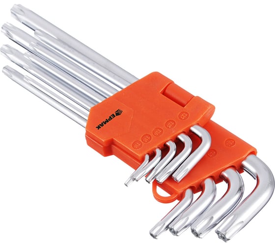Набор ключей ЕРМАК TORX-профиль 9 пр., T10 - T50, длина 95 - 220мм 657-188 1