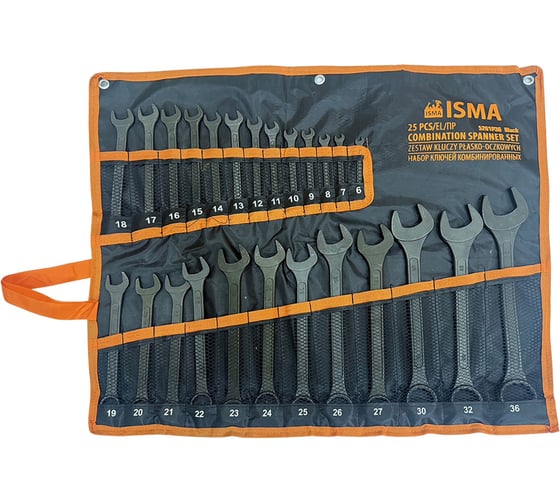 Набор ключей комбинированных ISMA 25 предметов ISMA-5261P36 Black(64069) 1