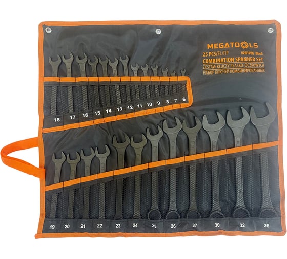 Набор ключей комбинированных MEGATOOLS 25 предметов MT-5261P36 Black(64071) 1