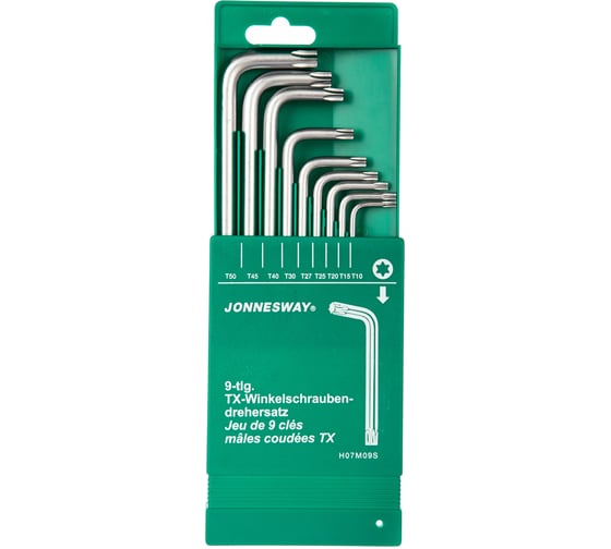 Комплект угловых ключей TORX Jonnesway H07M09S