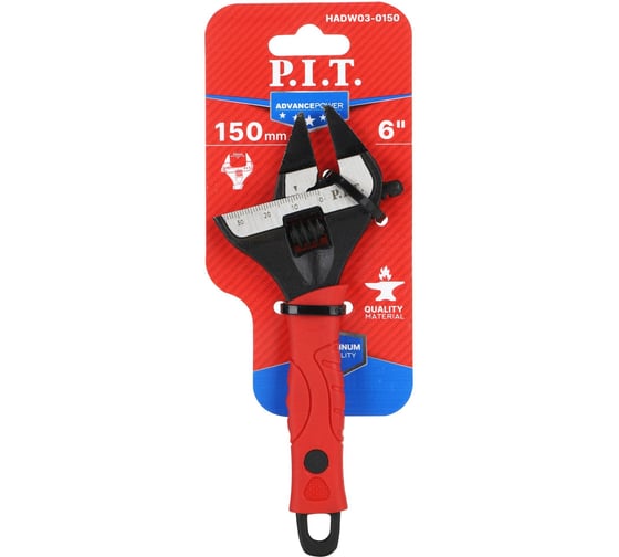 Ключ разводной P.I.T. ADVANCE 150мм, 35мм, тонкие губки 5мм, кованая сталь, HADW03-0150 1