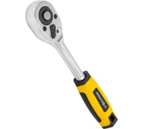 Трещотка реверсивная с двухкомпонентной резиновой рукояткой MEGATOOLS 3/8'' длина 205мм, 24зуб, оцинков. покрытие MT-80232(63402)