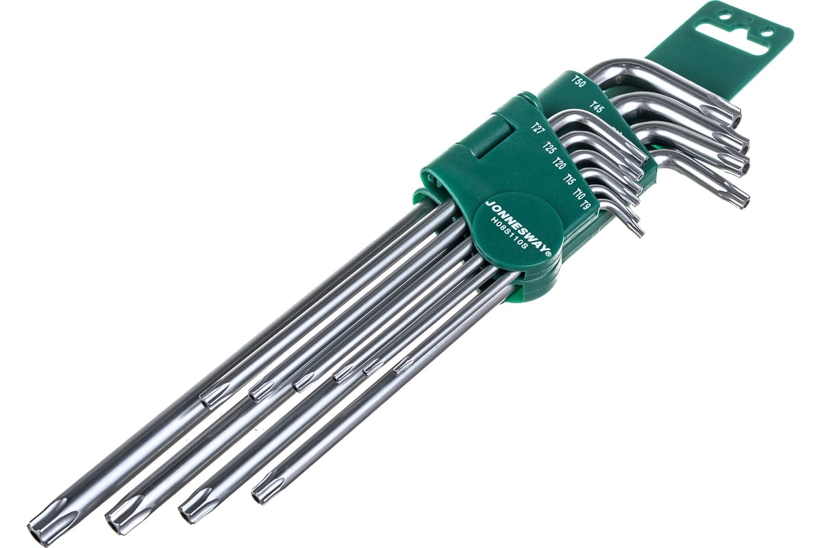 Набор ключей угловых TORX (10пр) Т9-Т50 (JONNESWAY)