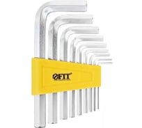 Ключи шестигранные FIT CrV сталь, 9 шт., 2-12 мм, в пластиковом держателе 64187