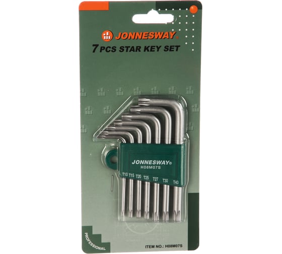 Комплект угловых ключей Jonnesway TORX H08M07S