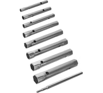 Набор ключей торцевых трубчатых КОБАЛЬТ, 8 шт: 6-22 мм, с воротком, в чехле-скрутке 924-696