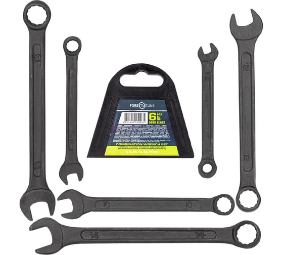 Ключи комбинированные FORS&TUNE набор 6предметов, 6, 8, 10, 12-14мм) FORS&TUNE-5068 BLACK(65049) 1