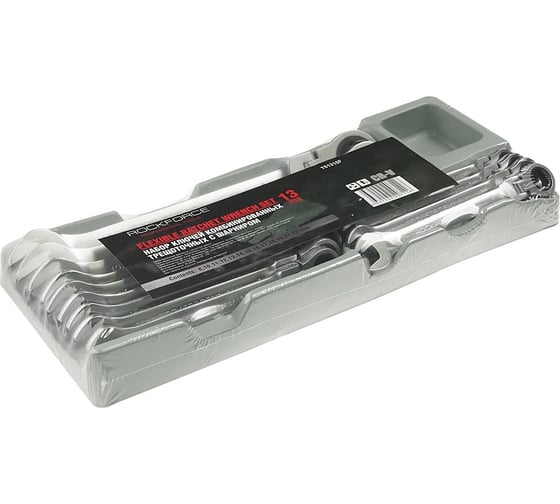 Набор ключей ROCKFORCE комбинированных трещоточных с шарниром, 13пр. RF-T51310F 1