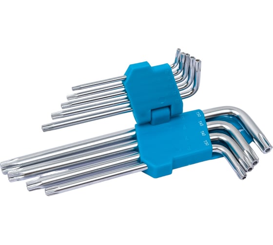 Набор ключей TORX c отверстием Smartbuy 9 шт, длинные TORX: 10, 15, 20, 25, 27, 30, 40, 50 SBT-TSL-9