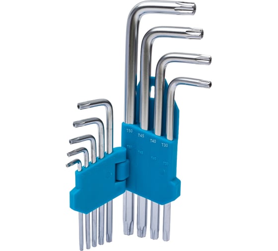 Набор ключей TORX c отверстием Smartbuy 9 шт, длинные TORX: 10, 15, 20, 25, 27, 30, 40, 50 SBT-TSL-9