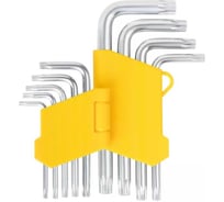 Ключи звездочки FIT CrV сталь, 9 шт., Т10-Т50, с отверстием, в пластиковом держателе 64023