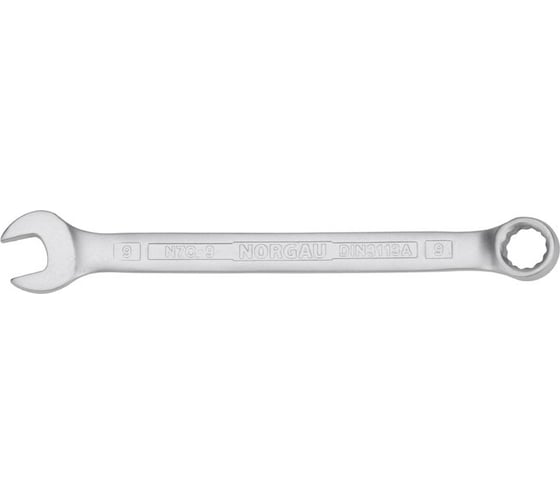 Ключ комбининированный NORGAU 9 мм L=130мм, 15град., N7C-9 CR-V, 060207509